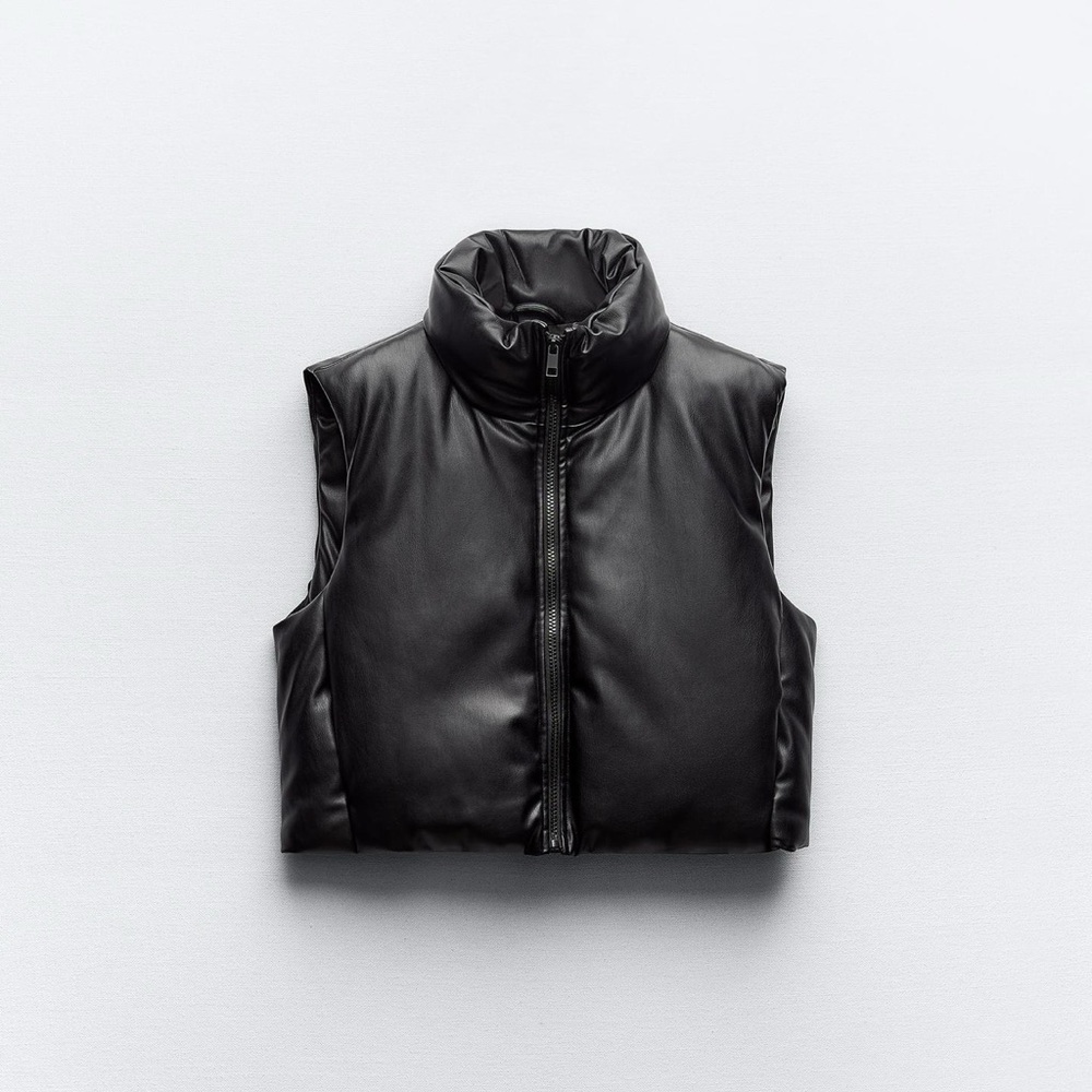 Zara black leather Vest